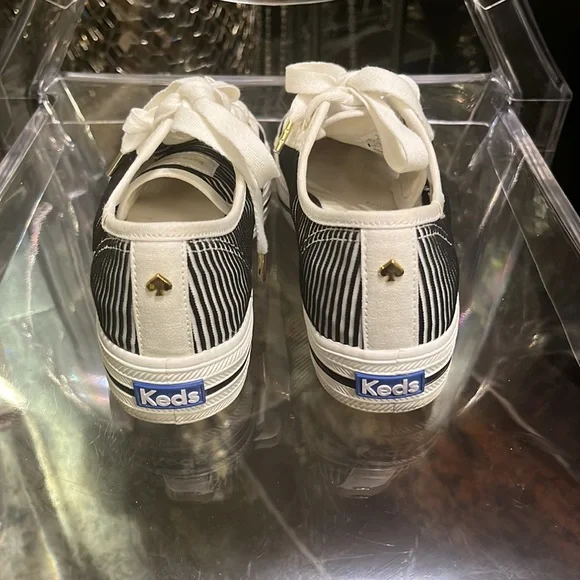 Kate Spade Black and White Striped Sneakers - Picture 3 of 5